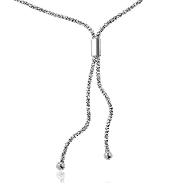 Silver 925 Rhodium Plated Lariat Bar Italian Necklace - ARN00006 | Silver Palace Inc.