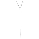 Silver 925 Rhodium Plated Beaded Necklace With A Drop Tag - ARN00013RH | Silver Palace Inc.