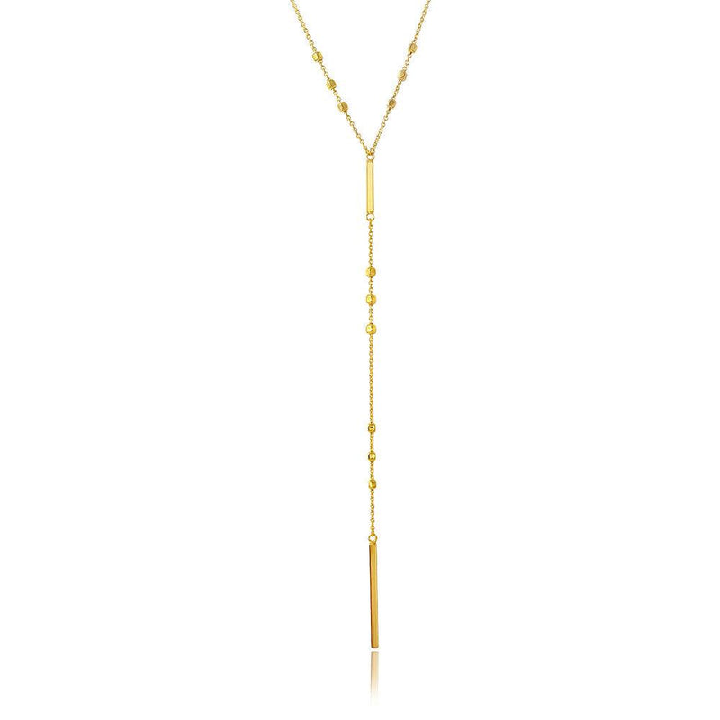 Silver 925 Gold Plated Beaded Necklace With A Drop Tag - ARN00013GP | Silver Palace Inc.