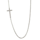 Silver 925 Rhodium Plated Rolo Necklace With Cross - ARN00016RH | Silver Palace Inc.