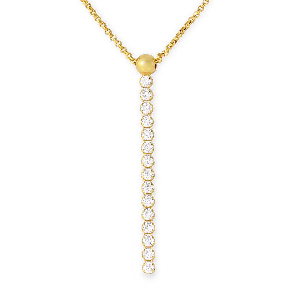 Silver 925 Gold Plated CZ Drop Necklace - ARN00019GP | Silver Palace Inc.