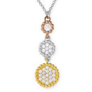 Silver 925 Rhodium Plated Graduated 3 Toned Circle Drop Necklace - ARN00021TRI | Silver Palace Inc.
