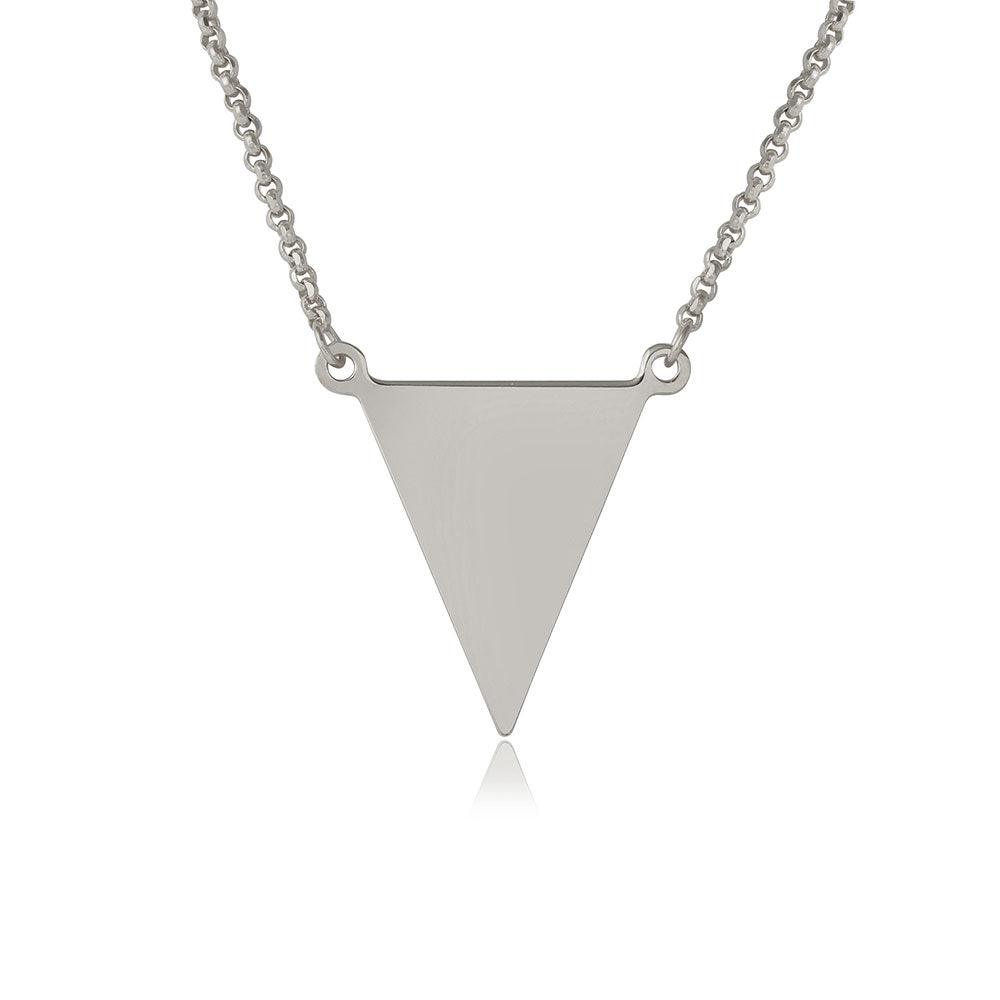 Silver 925 Rhodium Plated Triangle Charm Necklace - ARN00025RH | Silver Palace Inc.