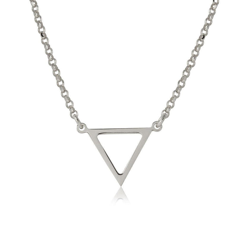 Silver 925 Rhodium Plated Open Triangle Charm Necklace - ARN00026RH | Silver Palace Inc.