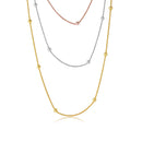 Silver 925 3 Toned 3 Strands Roc Chain With Bead Necklace - ARN00028TRI | Silver Palace Inc.