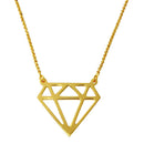 Silver 925 Gold Plated Diamond Outline Necklace - ARN00030GP | Silver Palace Inc.