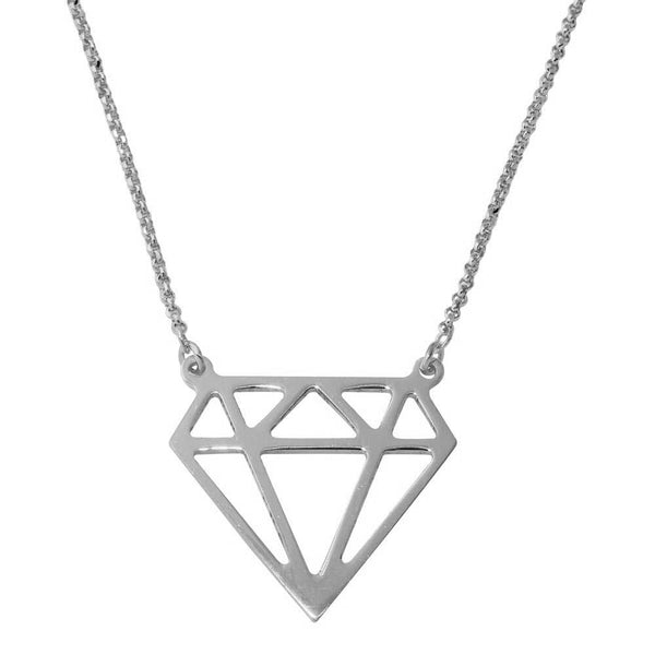 Silver 925 Rhodium Plated Diamond Outline Necklace - ARN00030RH | Silver Palace Inc.