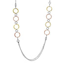 Silver 925 Multi Plated Multi Open Ring Long Necklace - ARN00037TRI | Silver Palace Inc.
