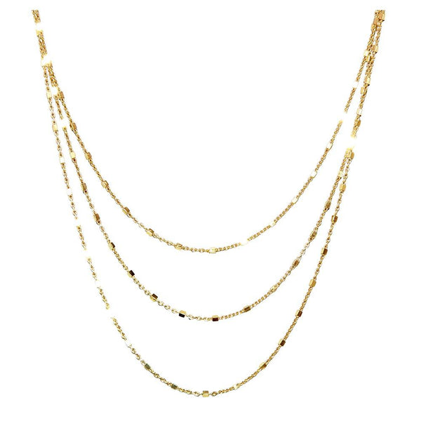 Silver 925 Gold Plated 3 Layered Necklace - ARN00042GP | Silver Palace Inc.