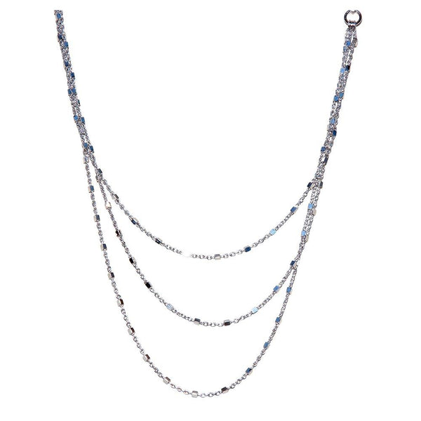 Silver 925 Rhodium Plated 3 Layered Necklace - ARN00042RH | Silver Palace Inc.