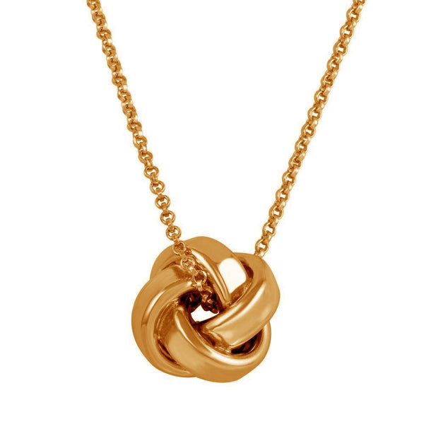 Silver 925 Rose Gold Plated Knot Pendant Necklace - ARN00043RGP | Silver Palace Inc.