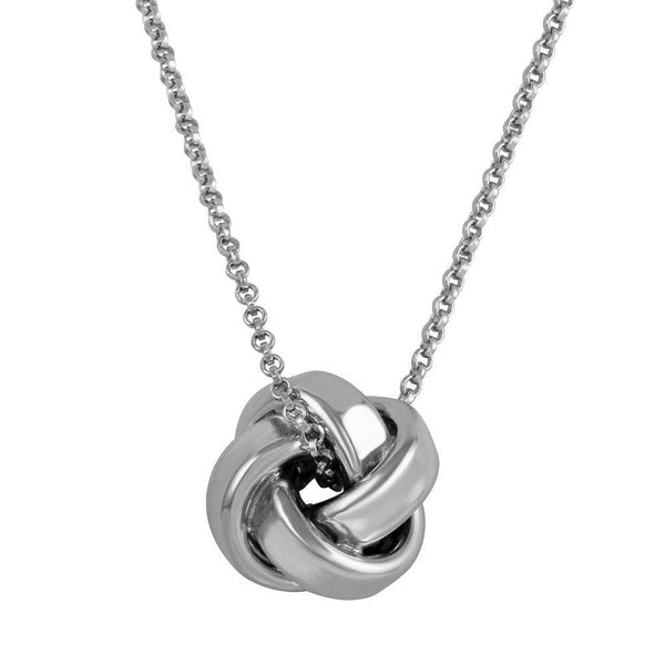 Silver 925 Rhodium Plated Knot Pendant Necklace - ARN00043RH | Silver Palace Inc.