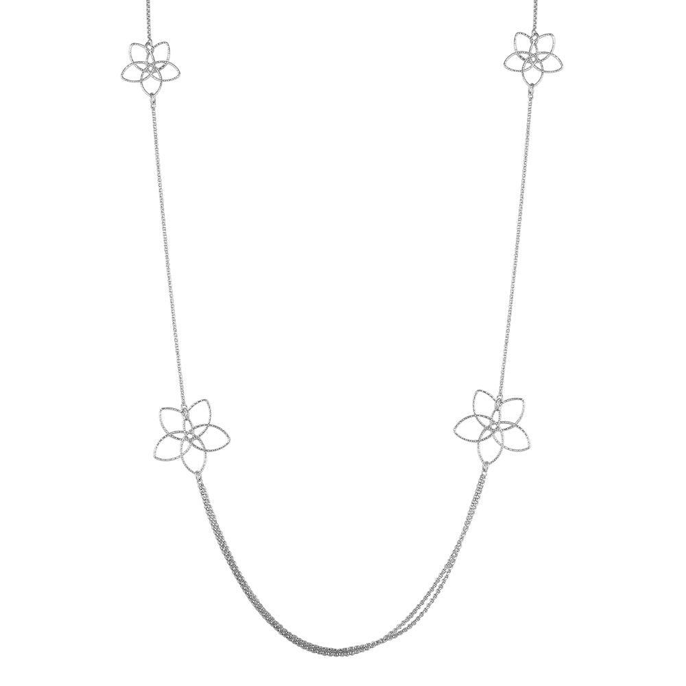 Silver 925 Rhodium Plated Flower Necklace - ARN00045RH | Silver Palace Inc.