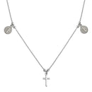 Silver 925 Rhodium Cross With Religious Charms Necklace - ARN00049RH | Silver Palace Inc.