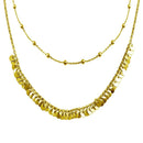Silver 925 Gold Beaded Disc Charms Double Chain Choker Necklace - ARN00051GP | Silver Palace Inc.