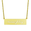 Silver 925 Gold Plated Naughty Engraved Bar Pendant Necklace  - ARN00057GP | Silver Palace Inc.