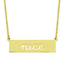 Silver 925 Gold Plated Nice Engraved Bar Pendant Necklace  - ARN00058GP | Silver Palace Inc.