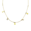 Silver 925 Gold Plated Star and Beads CZ Necklace  - ARN00059GP | Silver Palace Inc.