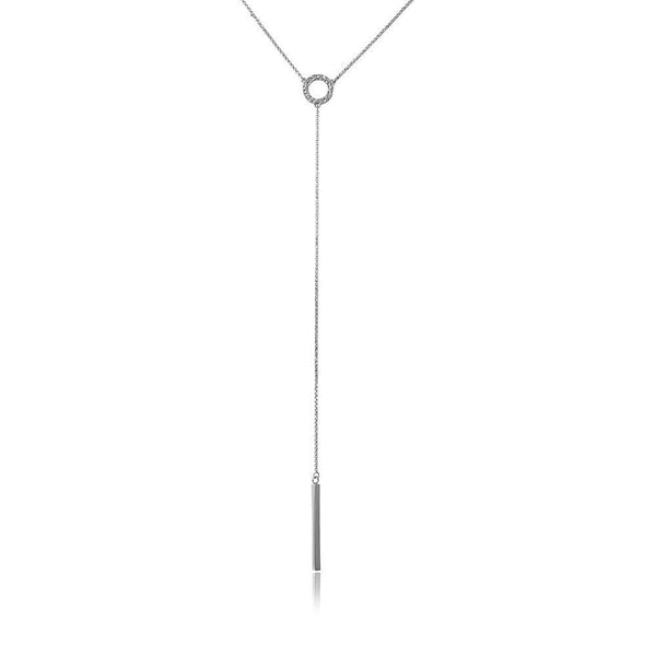 Silver 925 Rhodium Plated Lariat Necklace - ARN00011RH | Silver Palace Inc.