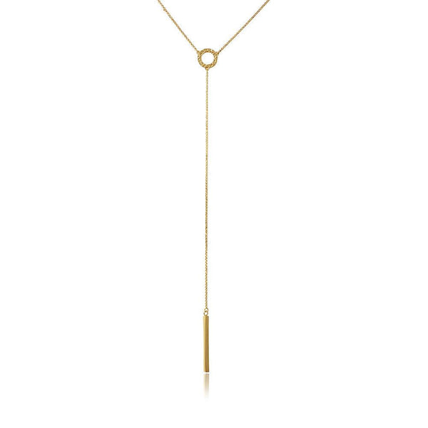 Silver 925 Gold Plated Lariat Necklace - ARN00011GP | Silver Palace Inc.