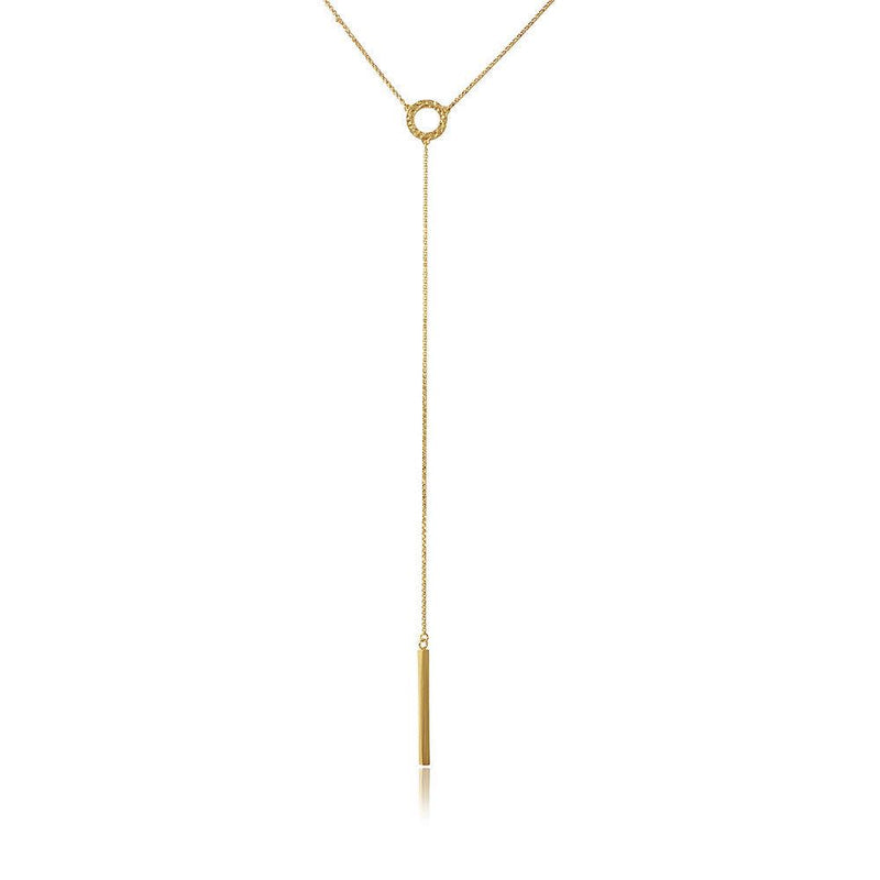 Silver 925 Gold Plated Lariat Necklace - ARN00011GP | Silver Palace Inc.