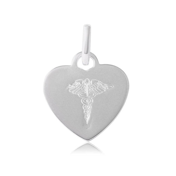 Silver 925 High Polished Heart Engravable Charm with Medical Sign - CARP00001 | Silver Palace Inc.