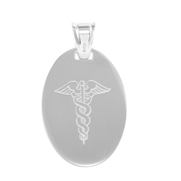 Silver 925 High Polished Oval Medical Sign Pendant - CARP00004 | Silver Palace Inc.