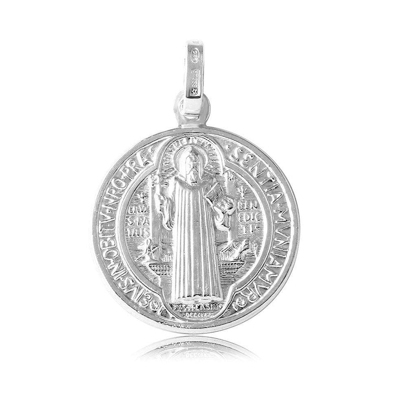 Silver 925 High Polished Large Saint Benedict Medallion - ARP00006LG | Silver Palace Inc.