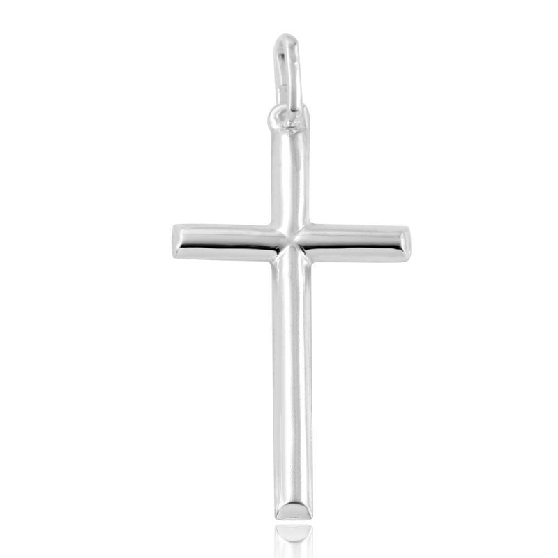 Silver 925 Rhodium Plated Plain Cross Pendant - ARP00009 | Silver Palace Inc.