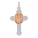 Silver 925 Rhodium Plated Cross Pendant with Rose Gold Plated Medallion - ARP00035RGP | Silver Palace Inc.