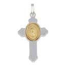 Silver 925 Rhodium Plated Cross Pendant with Gold Plated Medallion - ARP00036GP | Silver Palace Inc.