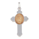 Silver 925 Rhodium Plated Cross Pendant with Rose Gold Medallion - ARP00036RGP | Silver Palace Inc.
