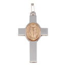 Silver 925 Rhodium Plated Cross Pendant with Rose Gold Plated Medallion - ARP00037RGP | Silver Palace Inc.
