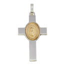 Silver 925 Rhodium Plated Cross Pendant with Gold Plated Medallion - ARP00038GP | Silver Palace Inc.