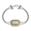 Silver 925 2 Toned Gold And Rhodium Plated Square Rope CZ Chain Bracelet - B00026 | Silver Palace Inc.