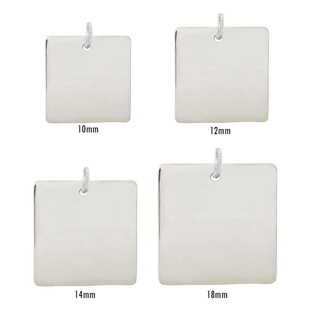 Silver 925 High Polished Engravable Square Tag Charm - BAR03 | Silver Palace Inc.