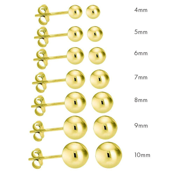 Silver 925 Gold Plated Bead Stud Earrings - BD-STUD-GP | Silver Palace Inc.
