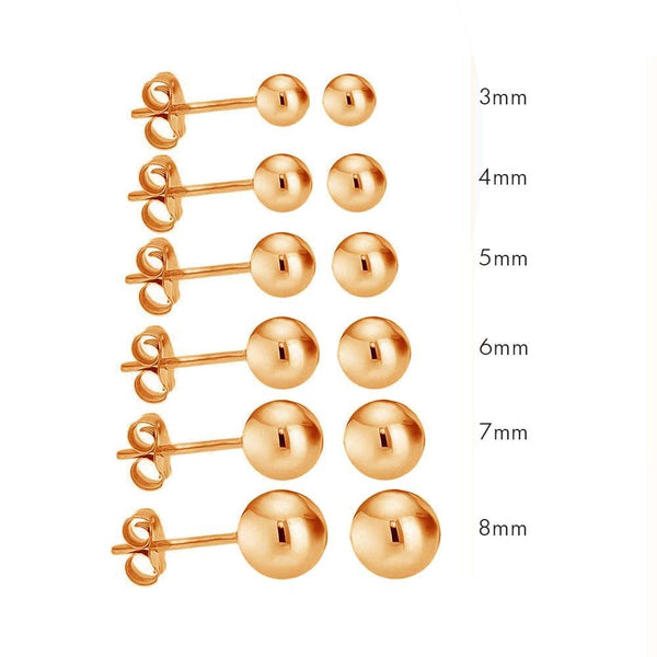 Silver 925 Rose Gold Plated Bead Stud Earrings - BD-STUD-RGP | Silver Palace Inc.
