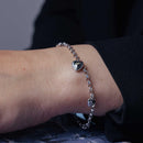 Pulsera colgante con múltiples corazones y circonitas chapadas en rodio de plata 925 - BGB00019