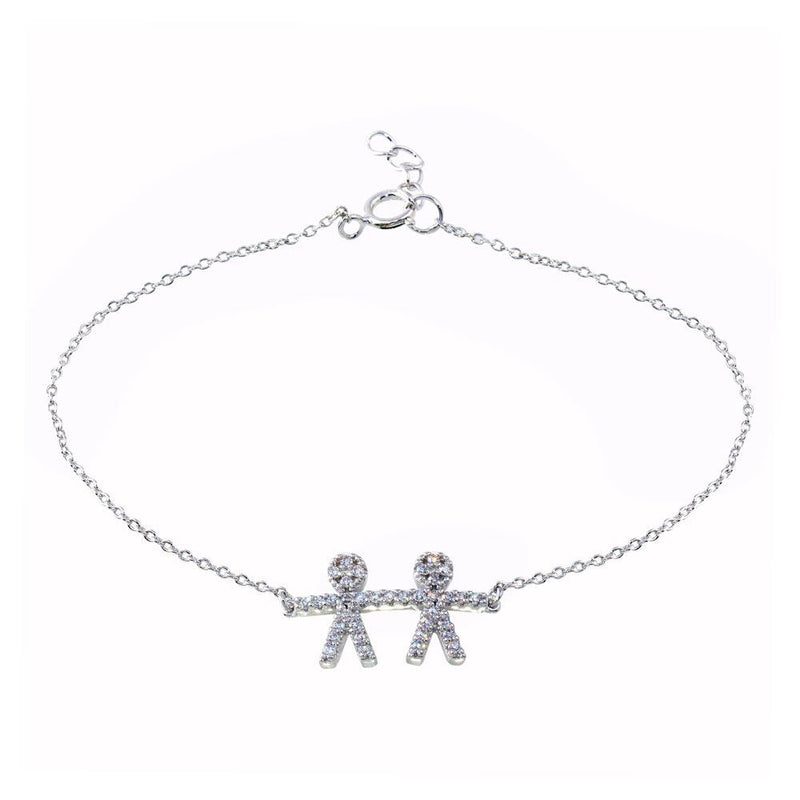 Silver 925 Rhodium Plated CZ Boy Chain Bracelet - BGB00335BOY | Silver Palace Inc.