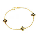 Silver 925 Gold Plated Three Clover Black CZ Inlay Bracelet - BGB00189 | Silver Palace Inc.