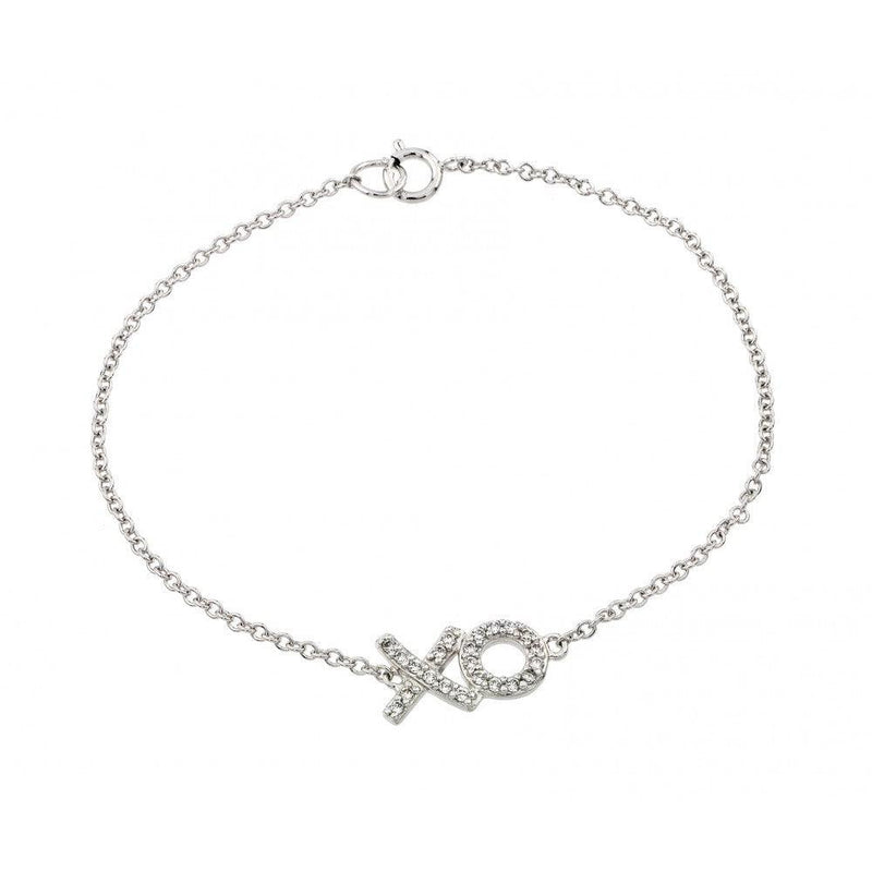 Silver 925 Rhodium Plated XO CZ Bracelet - BGB00190RHD | Silver Palace Inc.