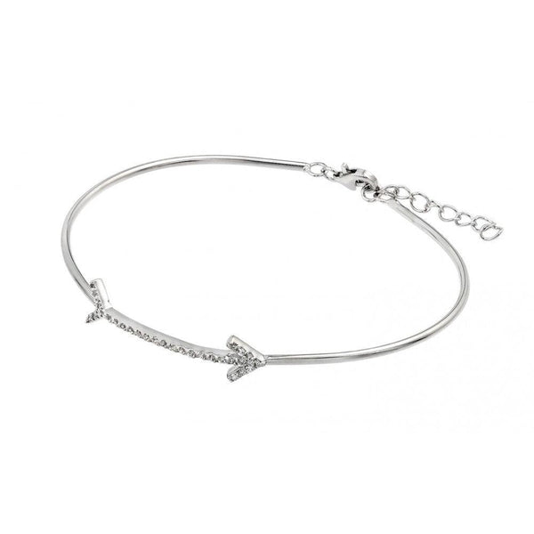 Silver 925 Rhodium Plated Arrow Clear CZ Bracelet - BGB00206 | Silver Palace Inc.