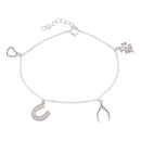Silver 925 Rhodium Plated Charm CZ Bracelet - BGB00215 | Silver Palace Inc.