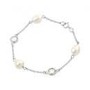 Silver 925 Rhodium Plated Multi Pearl Clear CZ Bracelet - BGB00217 | Silver Palace Inc.