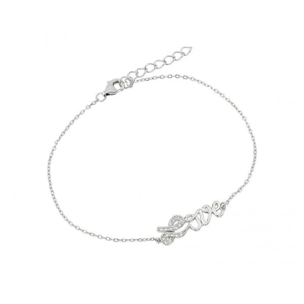 Silver 925 Rhodium Plated CZ Love Bracelet - BGB00229 | Silver Palace Inc.