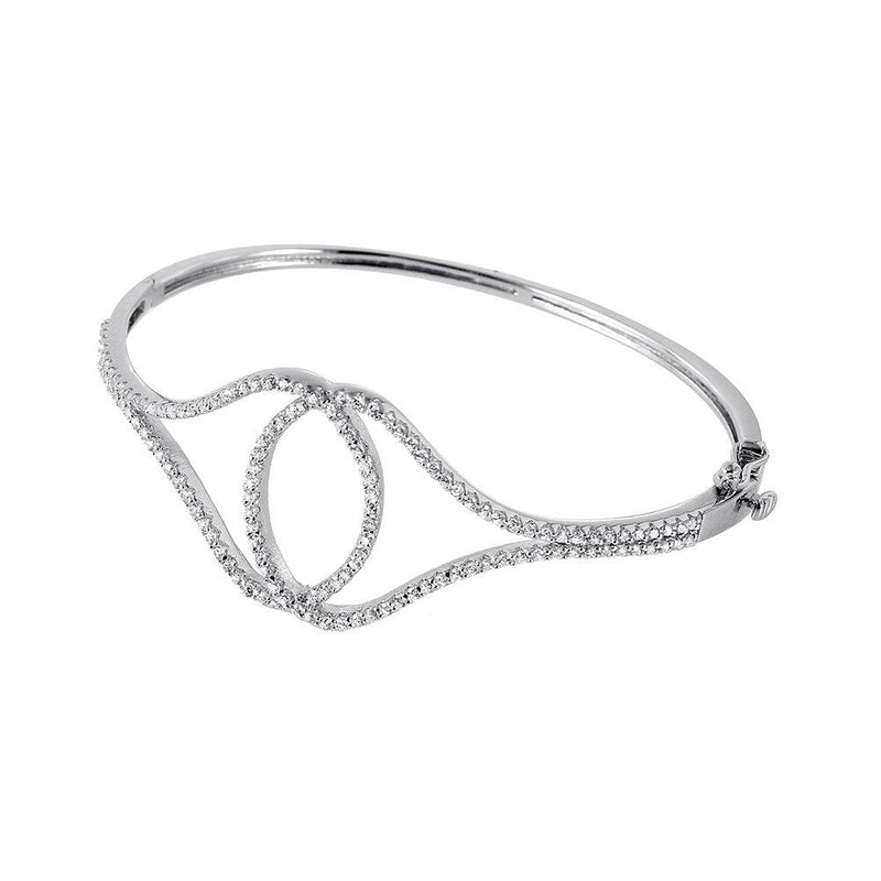 Silver 925 Rhodium Plated Hoops Bracelet - BGB00233 | Silver Palace Inc.