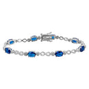 Silver 925 Rhodium Plated Infinity Links Blue Oval CZ Bracelet - BGB00284 | Silver Palace Inc.