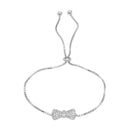Silver 925 Rhodium Plated Bow Tie Lariat Bracelet with CZ - BGB00300 | Silver Palace Inc.