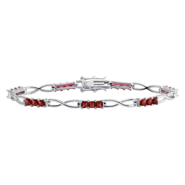 Silver 925 Rhodium Plated 4.4mm Infinity Link Red CZ Tennis Bracelet - BGB00318RED | Silver Palace Inc.